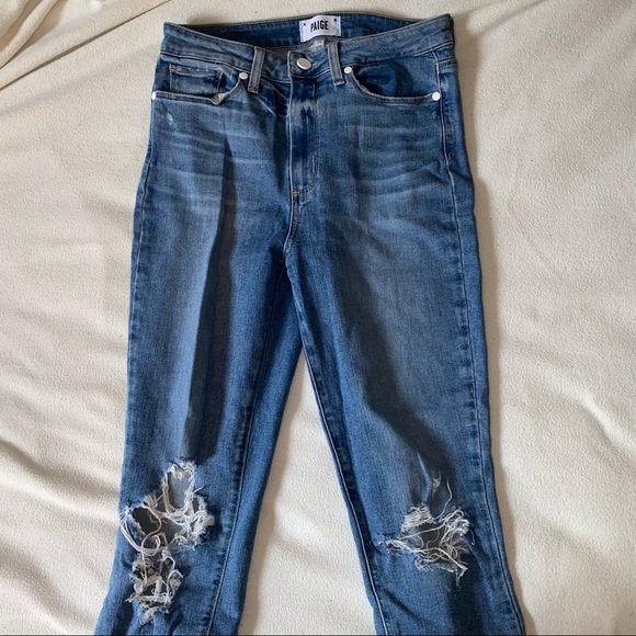 PAIGE Ripped Cropped Jeans - Picture 1 of 6